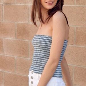 Brandy Melville green and white tube top